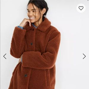 ✨EUC Madewell Button Front Sherpa Teddy Coat Ginger Brown